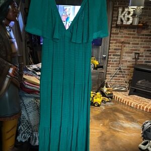 Willow and Root Green Maxi Sundress with Flutter Sleeves from Buckle